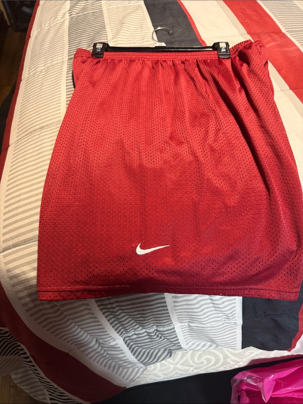 Nike Red Mesh Athletic Skirt with White Swoosh